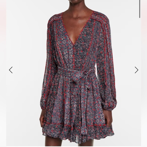 Ulla Johnson Eleni Floral Long Sleeve Dress with Belt Womens Size 6 - Picture 12 of 15